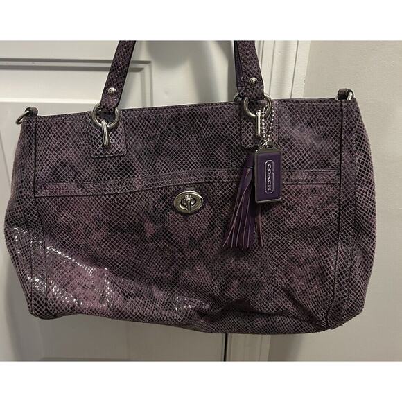 Coach Park Python Carryall PURPLE RARE - Picture 1 of 3